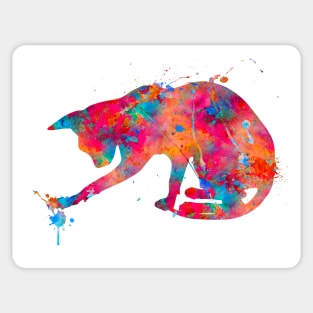 Playful Cat Watercolor Painting Sticker